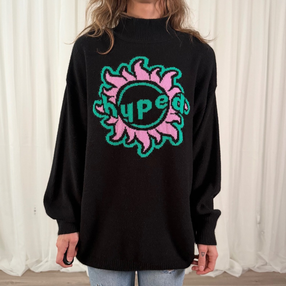 H&M Graphic Crewneck Sweatshirt Black Oversized Streetwear Pullover Logo Size S - Picture 5 of 7